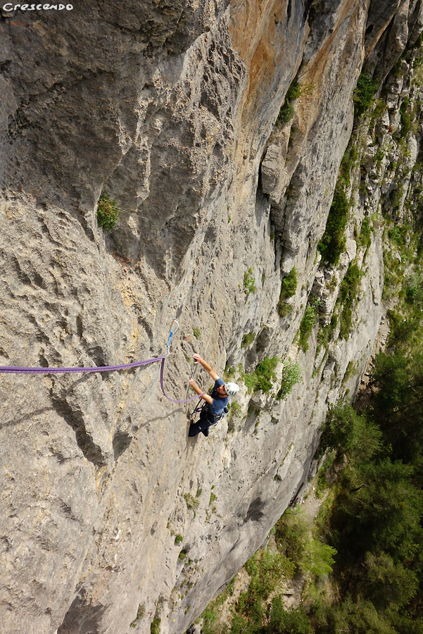 Escalade au Fournel, grande voie moniteur