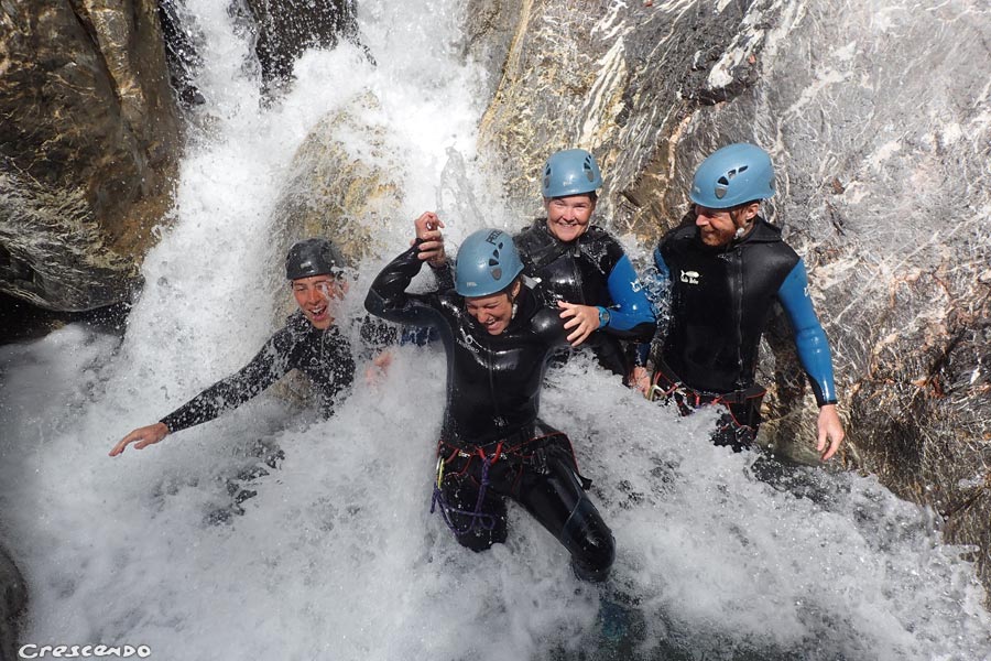 canyoning in southern alps, whitewater with family